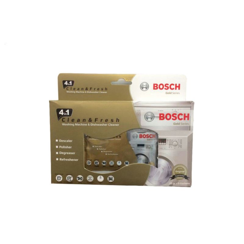 پودر جرم گیر ماشین لباسشویی و ظرفشویی بوش Bosch مدل GOLD بسته 5 عددی