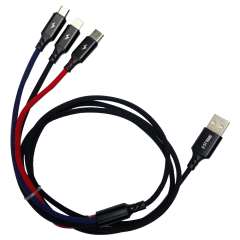 کابل تبدیل USB به microUSB/لایتنینگ/USB-C ایی-استرانگ مدل QY-13