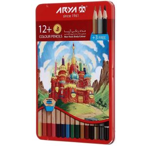 مداد رنگی 12 رنگ آریا مدل 3021 طرح قلعه