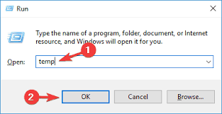 delete temporary files windows with run